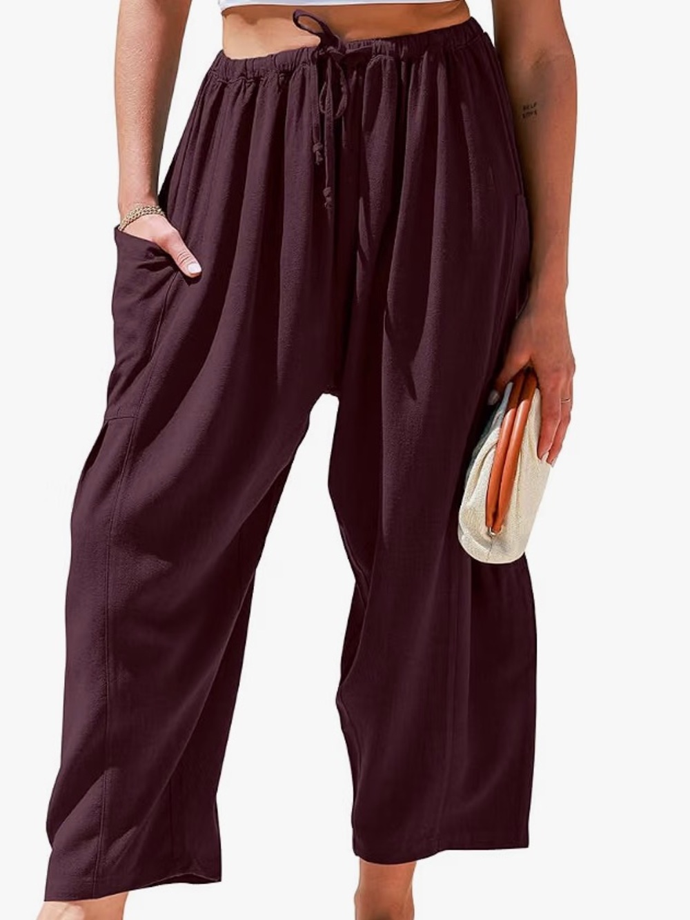 Tarse Linen Blend Wide Leg Pants